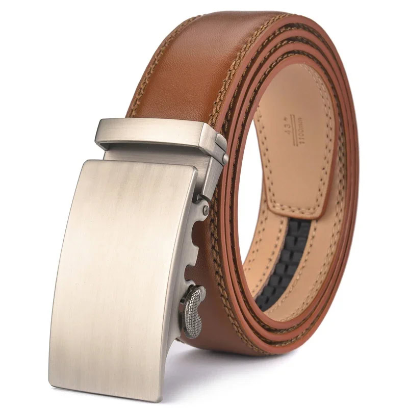 Vintage Cowhide Leather Ratchet Belt Genuine cowhide leather ratchet belt with metal buckle, stylish and durable for everyday wear.