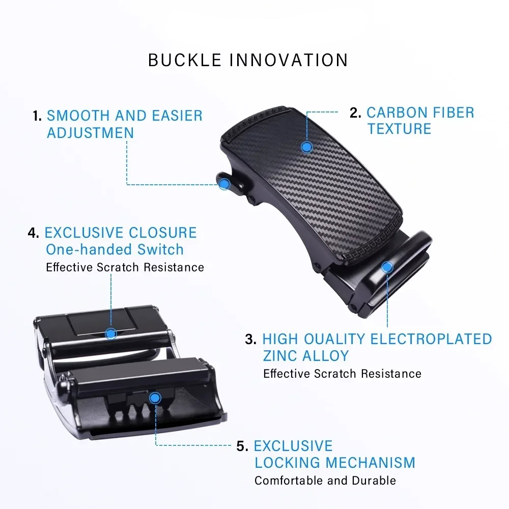 Belt buckle with carbon fiber texture and electroplated zinc alloy Durable tactical belt buckle with carbon fiber finish and secure locking mechanism.