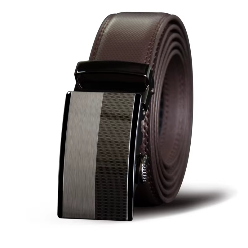 Artisan-Fit Automatic Leather Belt Stylish automatic ratchet leather belt with sleek buckle design.