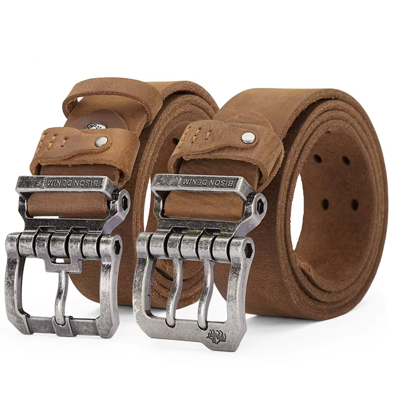 Timeless Leather Multi-Occasion Belt Genuine leather men's belt with sturdy metal buckle for versatile wear.