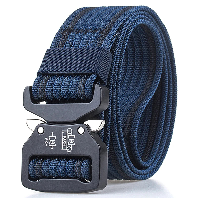 Enforcer Retro Police Tactical Belt with Quick-Release Buckle Durable navy tactical belt with quick-release alloy buckle for law enforcement and outdoor use.
