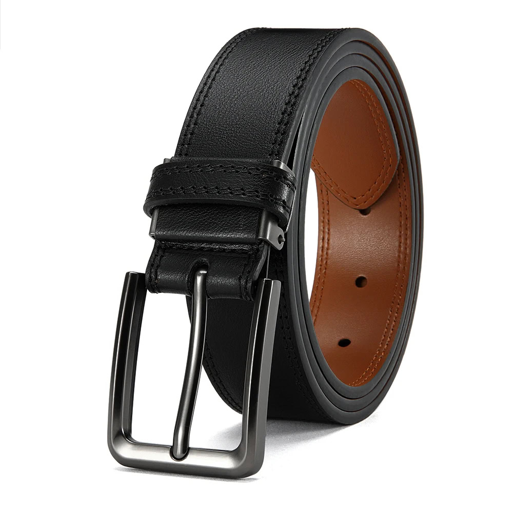 CoreLine PU Dress Belt – 34mm Office Fit Elegant black leather dress belt for office wear, 34mm width, adjustable fit.
