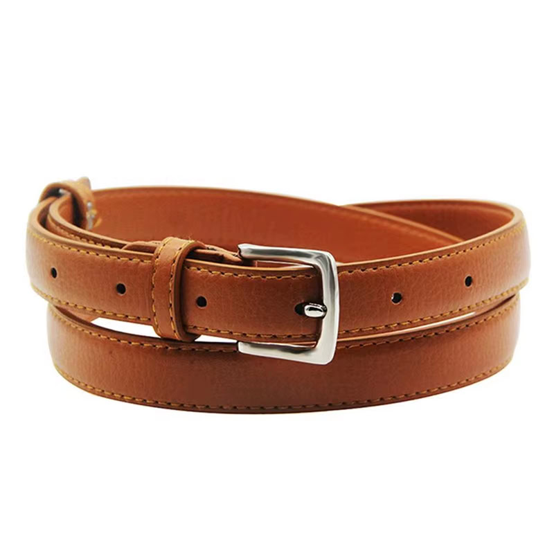 Leather Women’s Belt for Minimalist Style Leather women's belt with a sleek silver buckle, perfect for a minimalist and elegant look.
