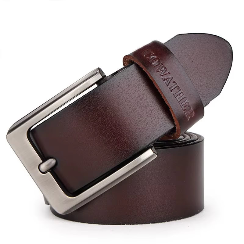 Men’s Genuine Leather Vintage Belt Genuine leather men's vintage belt with metal buckle, stylish and durable accessory.