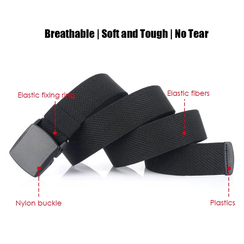 Travel-Lite Metal-Free Elastic Belt with Plastic Buckle Elastic Fiber Belt with Plastic Buckle for Comfortable Fit.