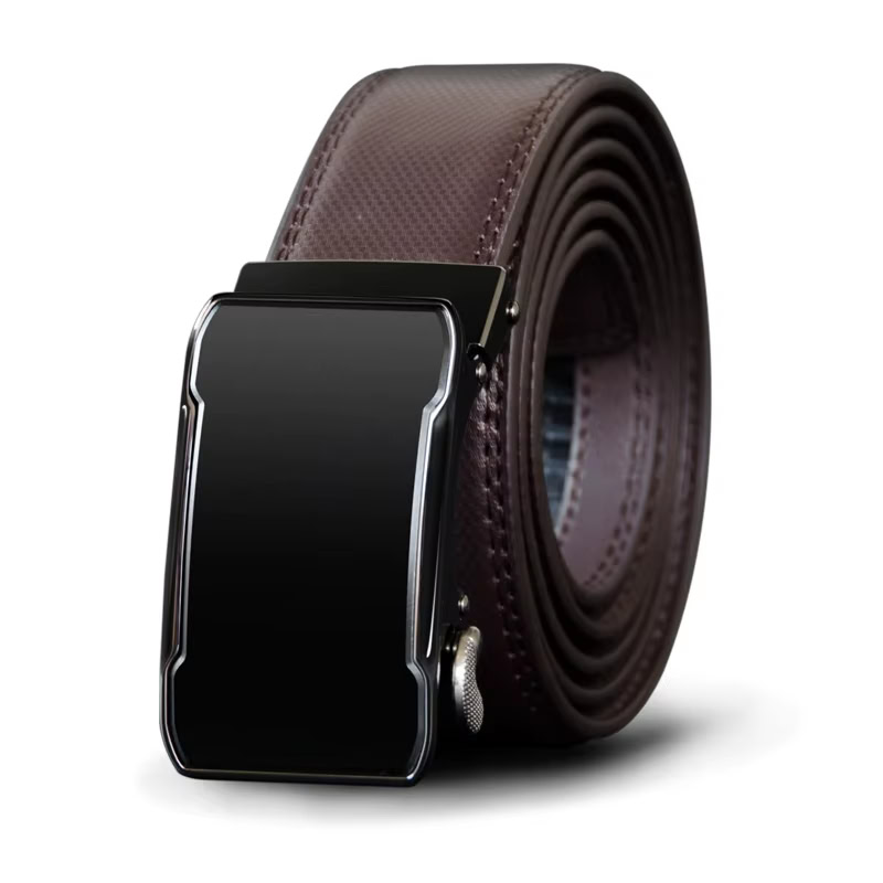 Leather belt with automatic buckle and smartwatch. Leather belt with automatic buckle and smartwatch.