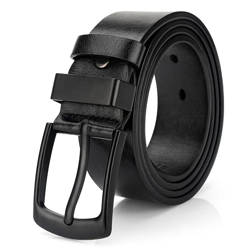 Leather Casual Belt for Men – Versatile & Stylish Black leather casual belt with a sleek buckle, perfect for everyday wear and versatile styling.