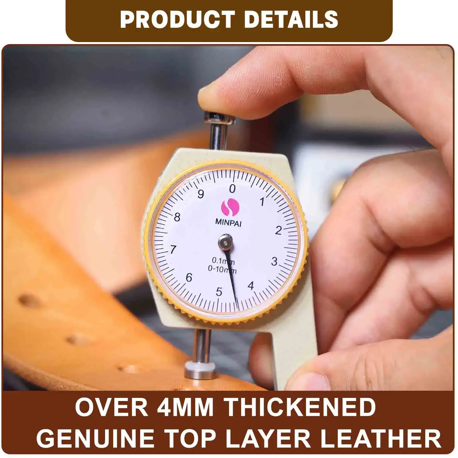 Thickened Khaki Italian Leather Belt Durable Khaki Italian leather belt with over 4mm thickness for a sturdy, high-quality accessory.