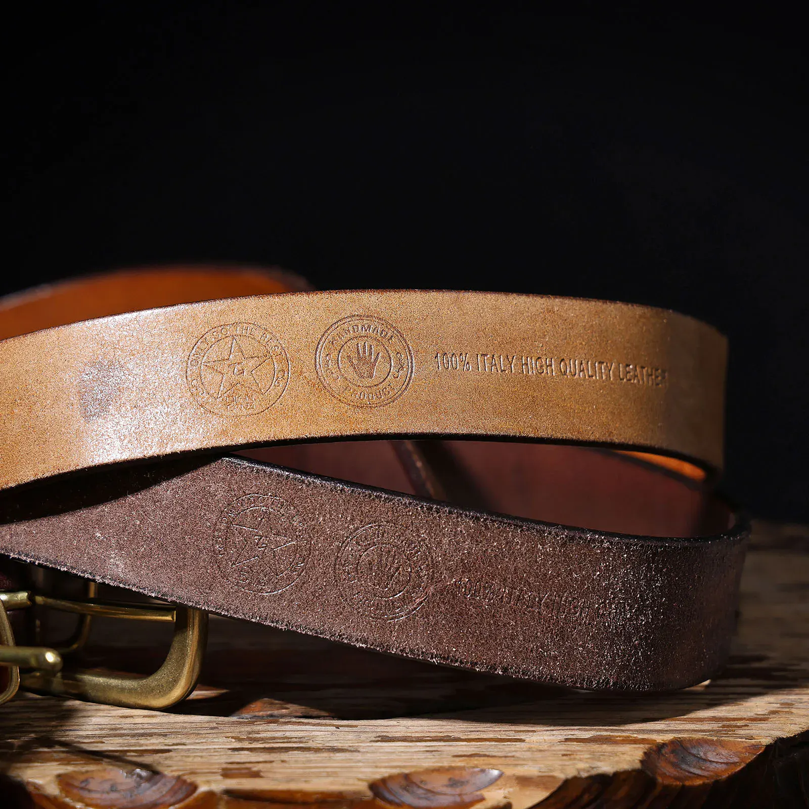 Handmade Brass & Cowhide Belt High-quality Italian leather belt with brass buckle and cowhide strap.