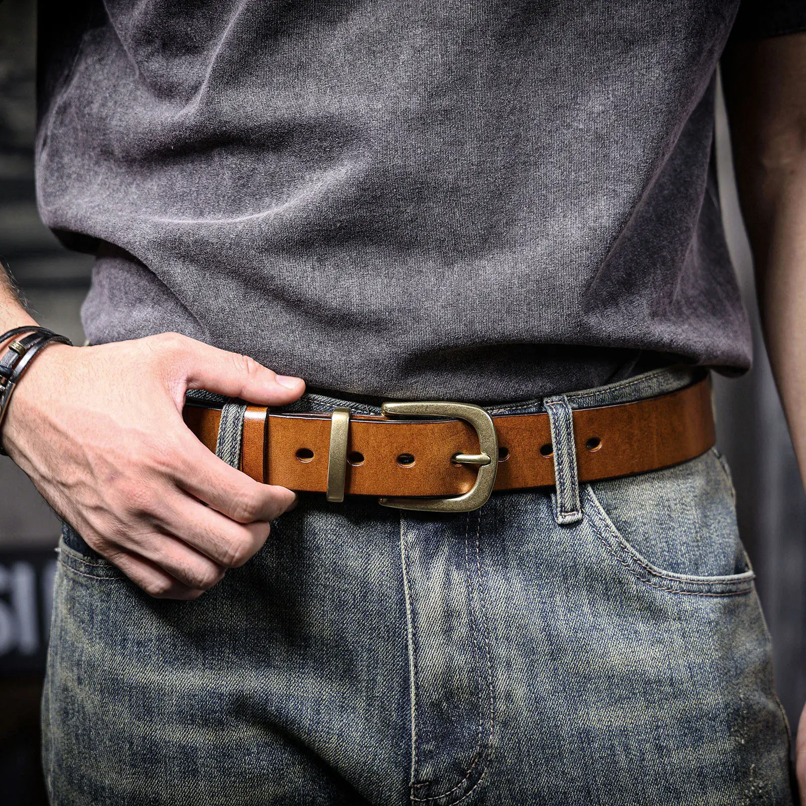 Handmade Brass & Cowhide Belt Handmade solid brass and Italian cowhide belt for a stylish, durable accessory. Perfect for casual o.