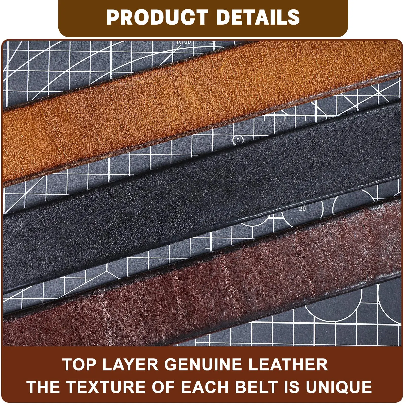 Leather Belt with Brass Buckle Genuine leather men's belt with solid brass buckle, durable and stylish accessory.