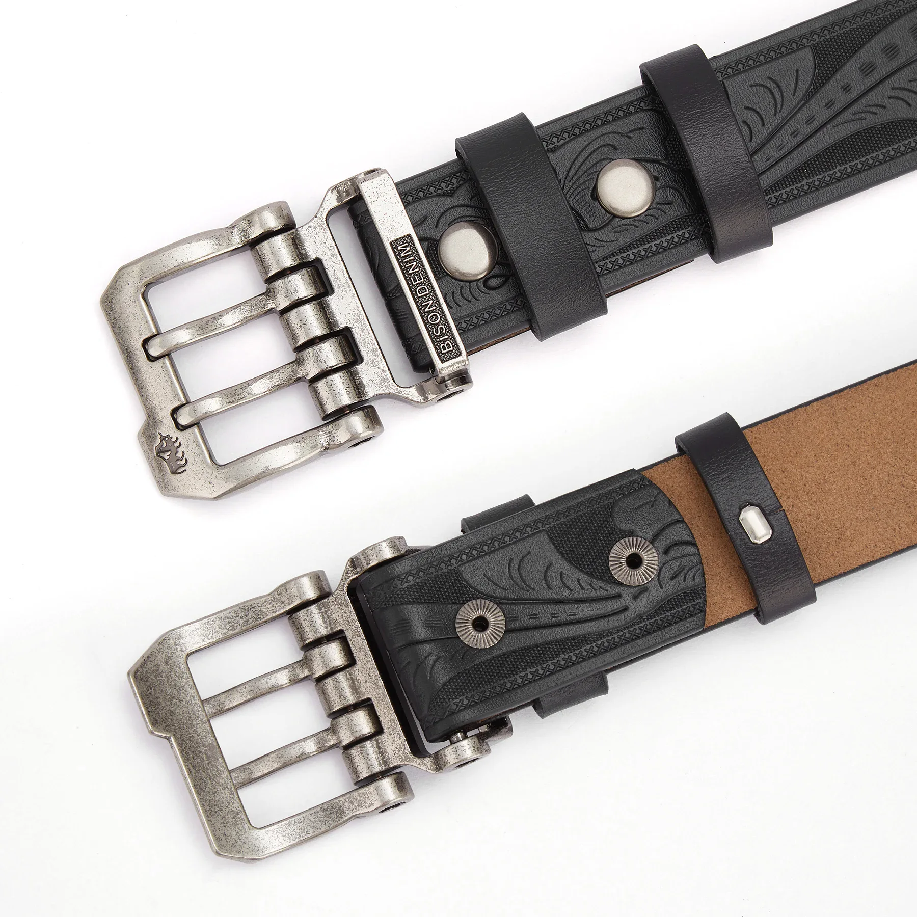 Holdform Heritage Retro Leather Belt with Buckle Retro leather belt with vintage-style buckle for men.