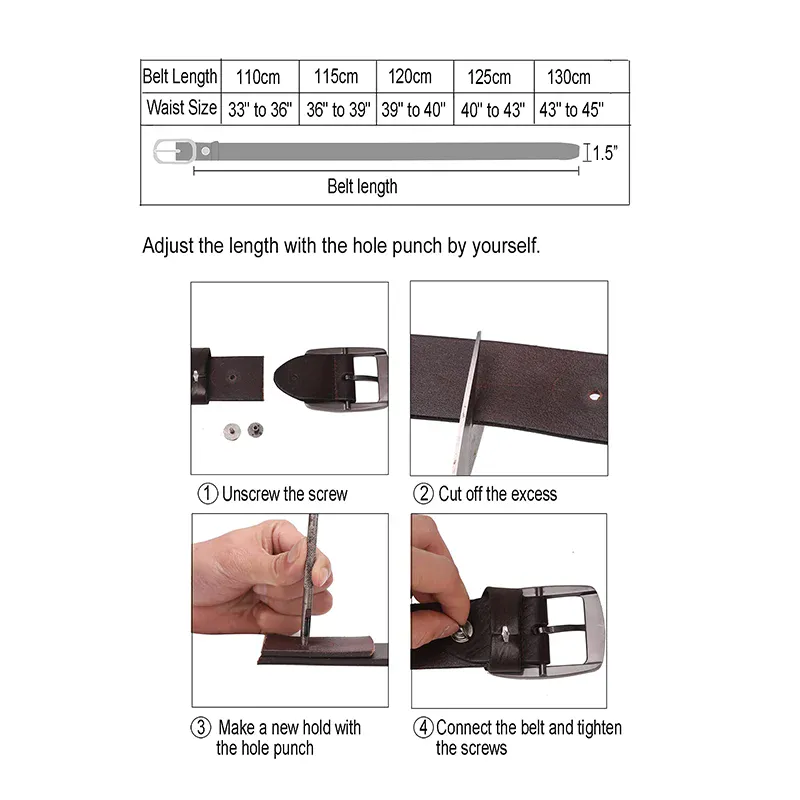 Leather men’s belt for high-quality craftsmanship and style Genuine leather men's belt with adjustable length and durable buckle for everyday wear.
