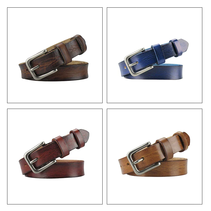 Leather Thin Belt for Men and Women – Chromatic Slim Unisex genuine leather belt in various colors, slim design, perfect for casual and formal wear.