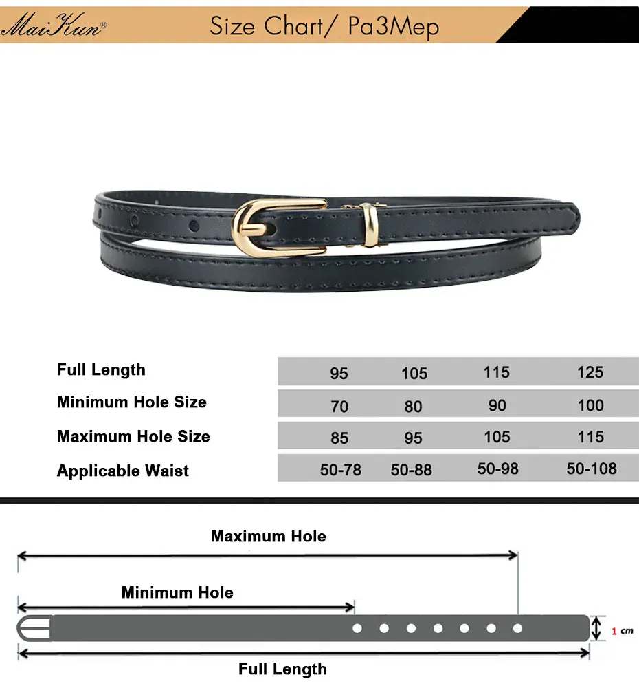 Women’s Genuine Leather Belt with Alloy Pin Buckle Elegant black leather belt with gold-tone alloy buckle for women.