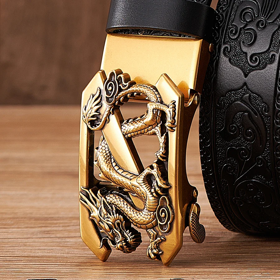 Primal Totem Leather Belt with 3D Buckle Embossed leather belt featuring a detailed dragon design and a 3D automatic buckle. Perfect for styl.