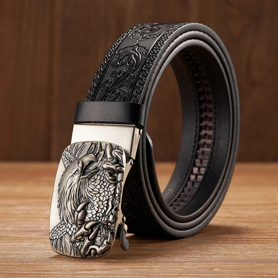 Imperial Eagle Leather Belt Elegant embossed leather belt with eagle design.