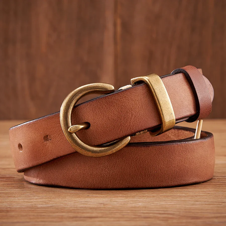 Leather Cowboy Belt with Brass Buckle Leather cowboy belt with solid brass buckle for a stylish Western look. Durable, high-quality cowhid.
