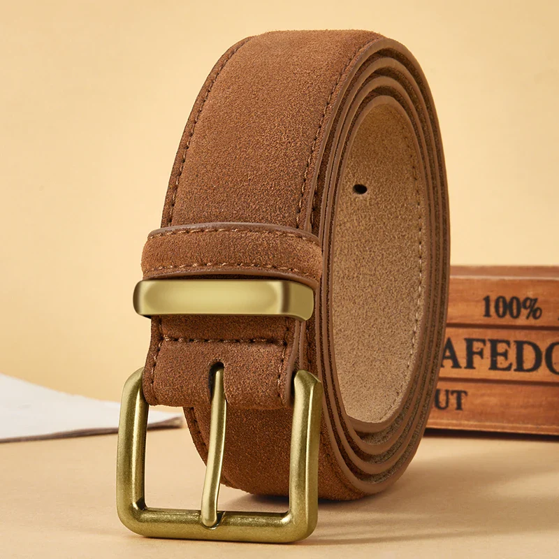 Leather Belt with Gold Buckle for Men Leather belt with a stylish gold buckle, perfect for formal and casual wear. Made from high-quality.