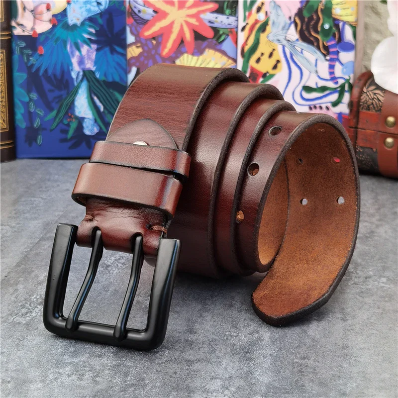 Leather Belt with Double Pin Buckle for Men Leather belt with double pin buckle, genuine cowhide, super-thick and durable. Perfect for casual or.