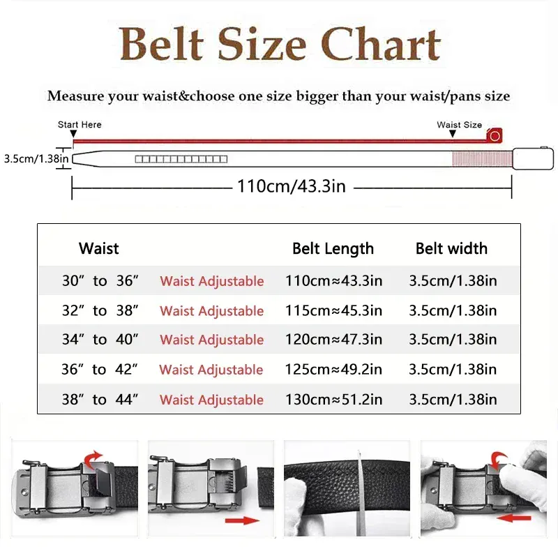 Belt with Top-Layer Cowhide and Ratchet Mechanism Ratchet Belt with Cowhide Top Layer for Men.