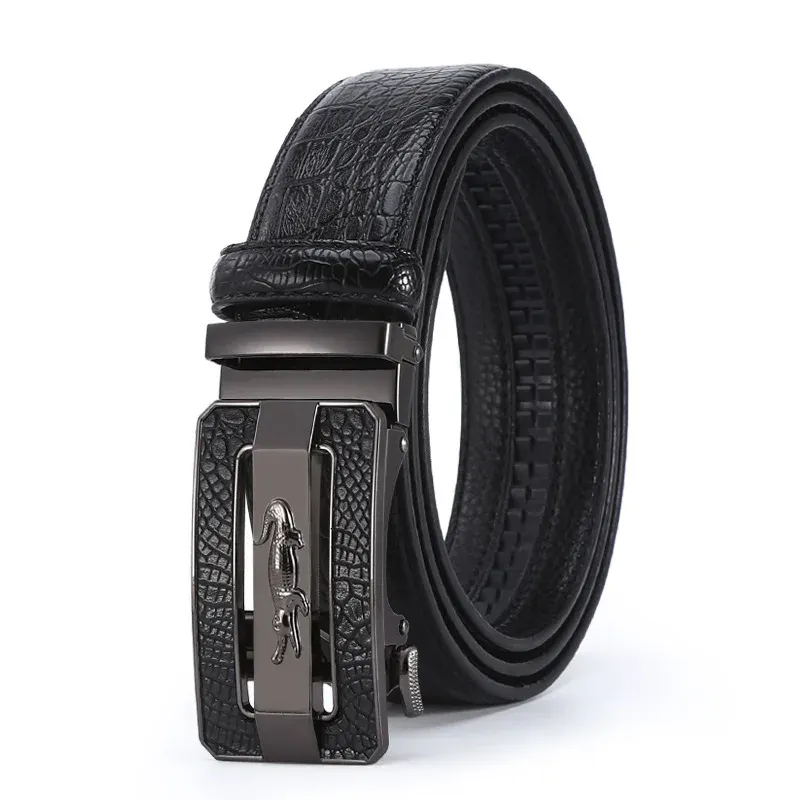 PeakLine Croc 35mm Ratchet Belt – Cowhide Automatic Crocodile-embossed leather ratchet belt with automatic buckle, stylish and durable for everyday wear.
