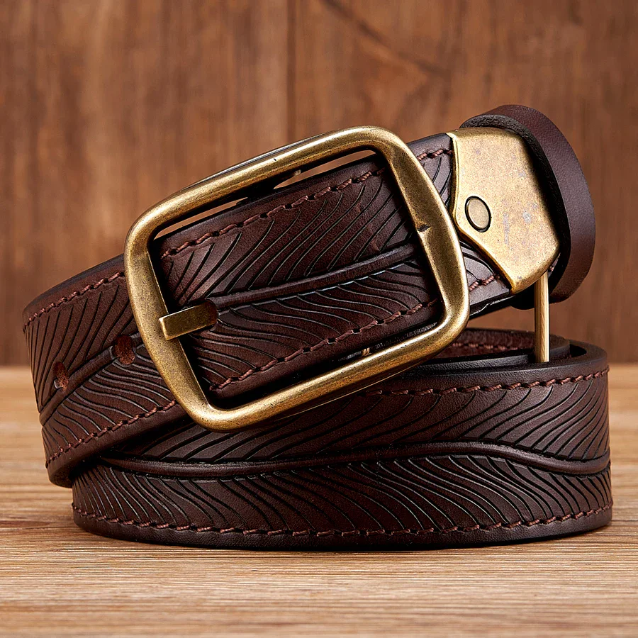 Leather Belt with Brass Buckle Leather belt with solid brass buckle for a classic look.