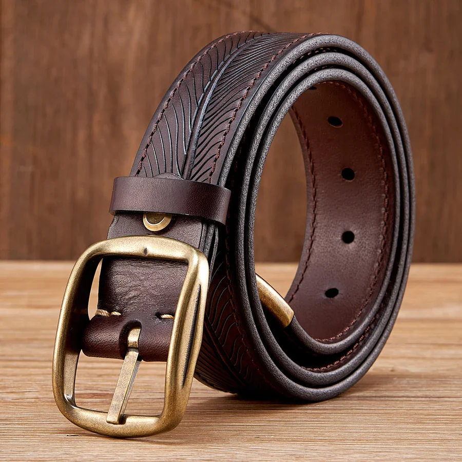 Leather Belt with Brass Buckle Leather belt with solid brass buckle for durability and style.