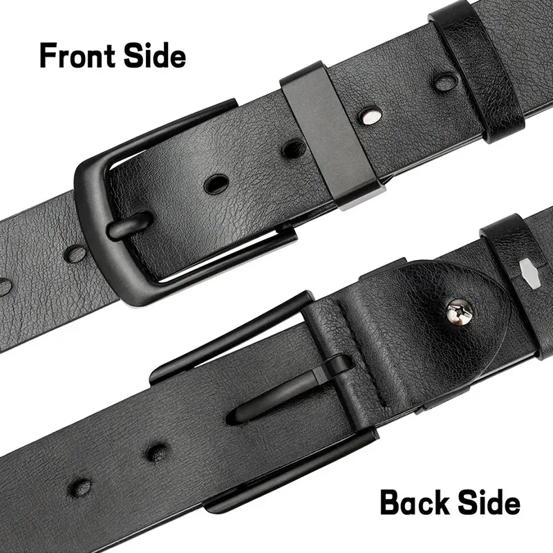 Leather Belt for Casual & Versatile Style High-quality black leather casual belt with adjustable buckle.