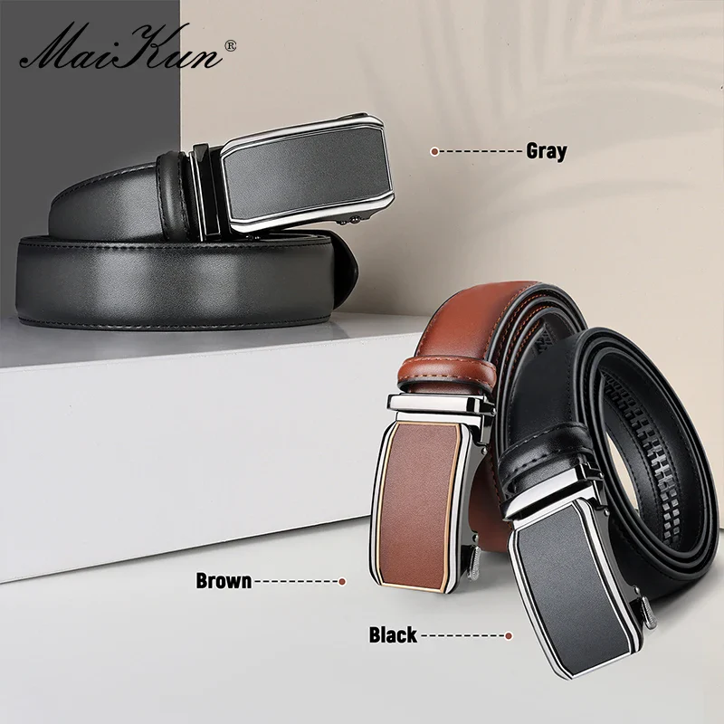Black Leather Micro-Adjust Ratchet Belt for Men Stylish black leather ratchet belt with micro-adjust buckle for men, versatile and durable accessory.
