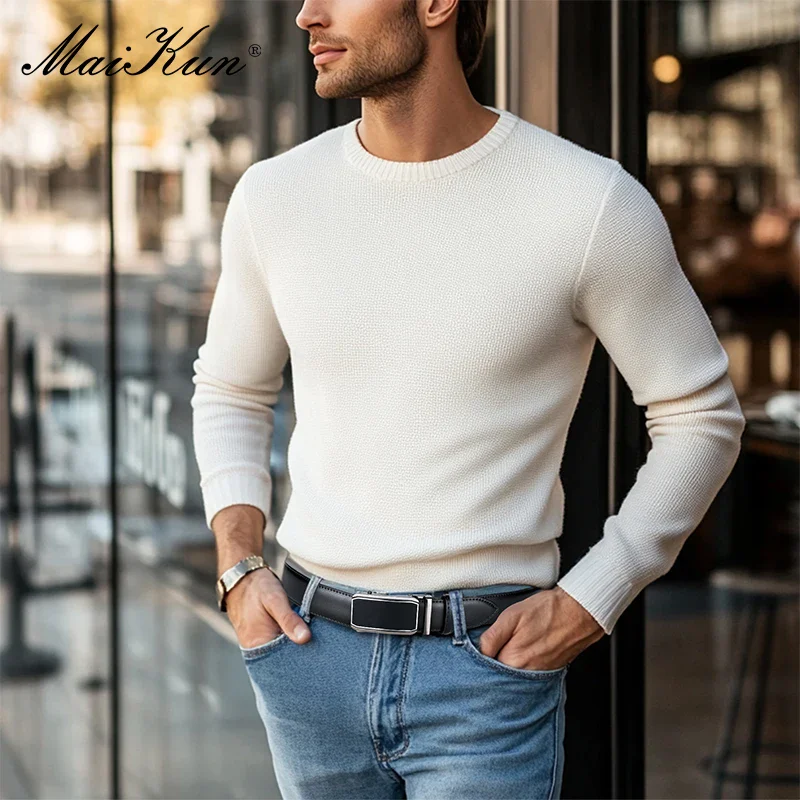 CoreLine Precision-Click Ratchet Belt – 34mm Cowhide Elegant men's ratchet belt with micro-adjustment, crafted from high-quality cowhide leather. Perfect.