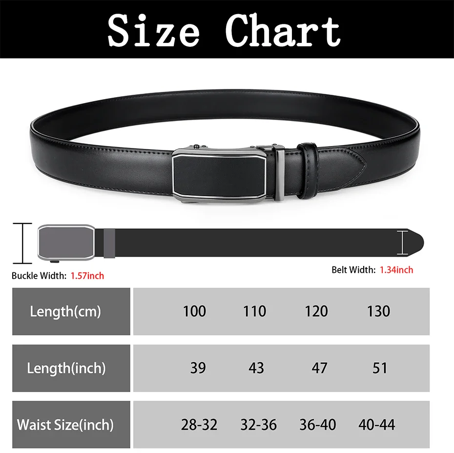 CoreLine Precision-Click Ratchet Belt – 34mm Cowhide Adjustable black ratchet belt with micro-adjust buckle for a perfect fit.