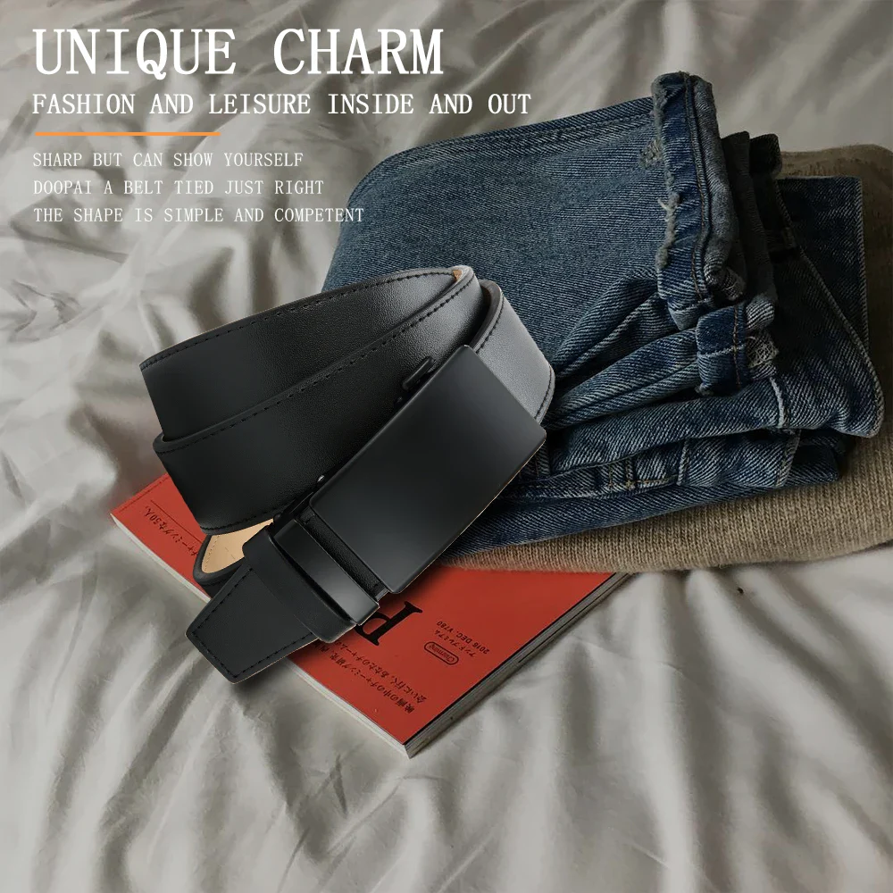 Men’s Slim Cowhide Belt for Denim & Business-Casual Wear Elegant black cowhide belt for men, perfect for jeans or office attire. Durable, stylish, and versat.