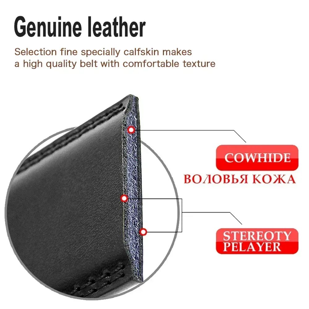 Genuine Leather Men’s Ratchet Belt High-quality genuine leather automatic ratchet belt for a perfect fit.