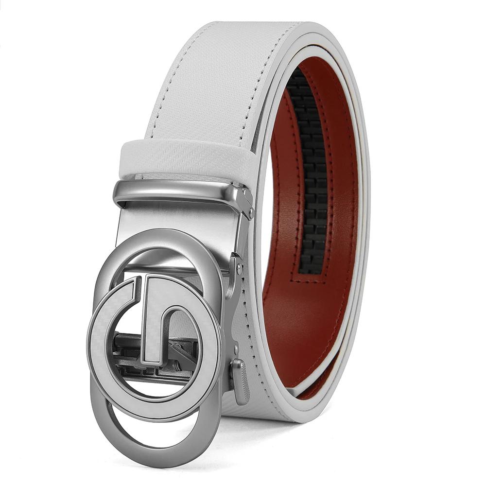 Signature Elite Leather Belt – Precise Fit, No Holes Elegant white leather belt with adjustable fit and signature buckle design. Perfect for a sleek, mod.