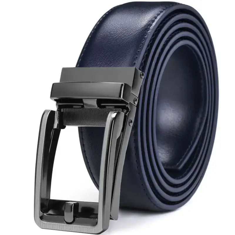 Oxford Companion Dress Ratchet Belt – Navy Blue Navy blue ratchet belt with sleek metal buckle, adjustable for waist sizes 26-56 inches. Perfect for.