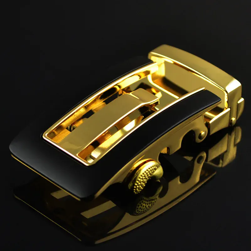Black Tie Inlay Automatic Buckle – Gold and Black Design Luxury gold and black inlay automatic buckle for belts and accessories.