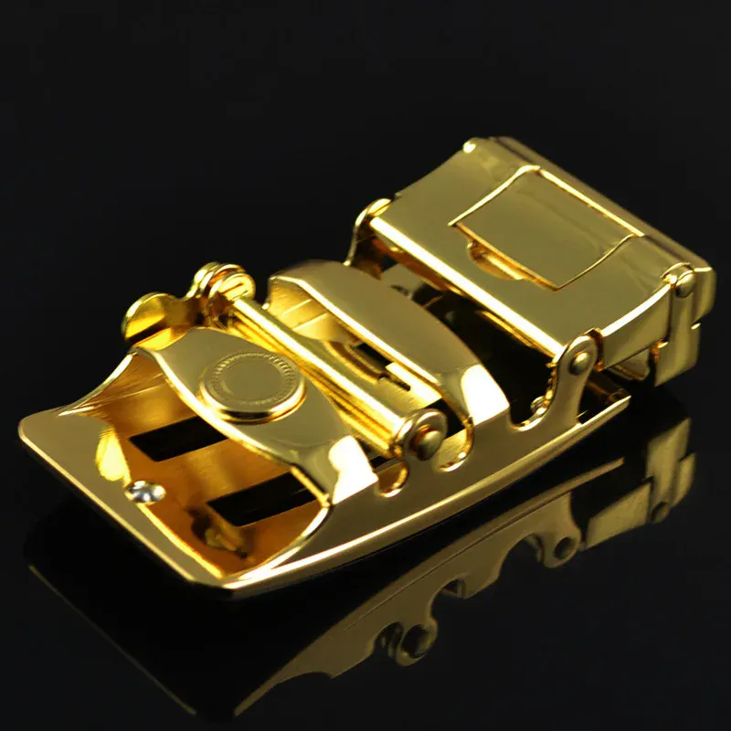 Black Tie Inlay Automatic Buckle – Luxurious Gold Finish Gold-tone Black Tie Inlay Automatic Buckle for elegant watch straps.