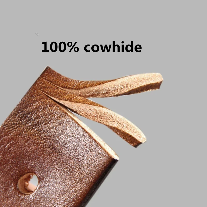 Classic Brass & Leather Belt Close-up of full-grain leather belt with brass buckle detail.