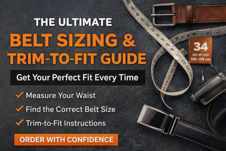 Comprehensive belt sizing and trim-to-fit guide for accurate measurement and perfect fit.
