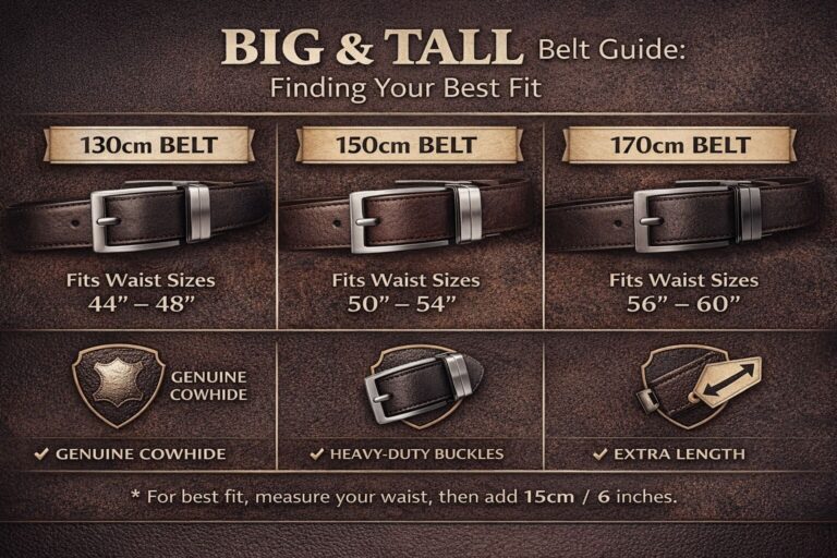 Genuine cowhide leather belts for bigger waist sizes.