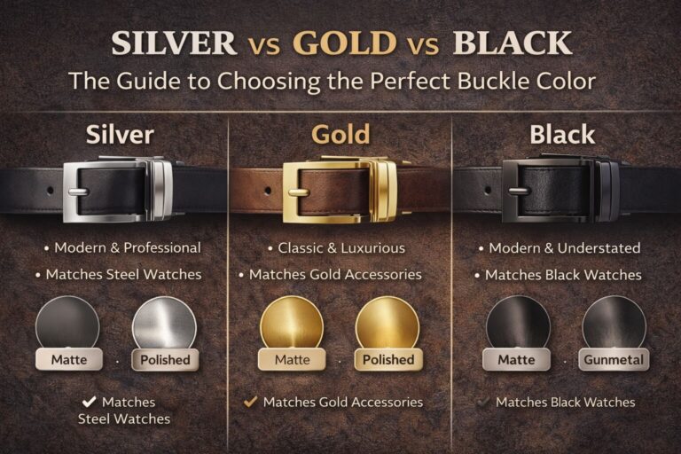 Silver Belt Buckle for Steel Watch Compatibility.