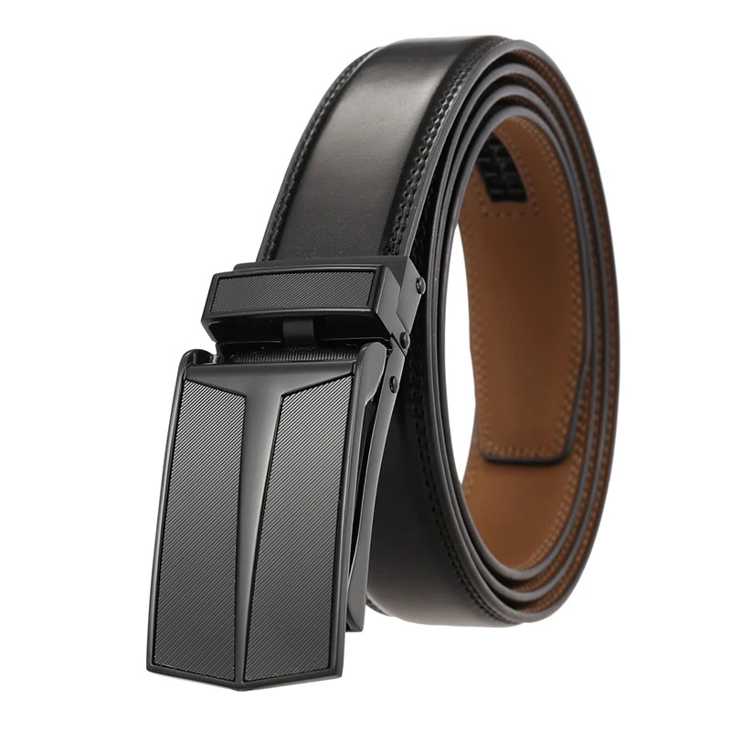 Ultra-Flex 3.0cm Soft Cowhide Belt Automatic leather belt for men with sleek black finish.