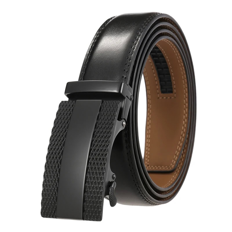 Vantage-Flex Automatic Ratchet Belt in Natural Cowhide Automatic ratchet belt with natural cowhide leather strap.