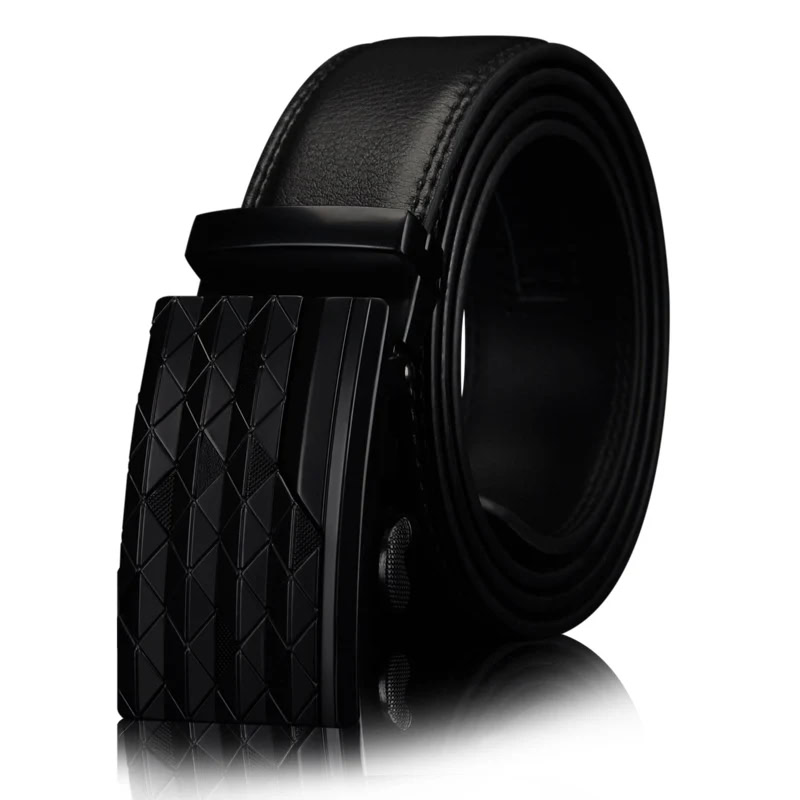 Black Matte Leather Ratchet Belt for Men Black matte leather ratchet belt with quick-release buckle for a sleek, modern look. Perfect for cas.