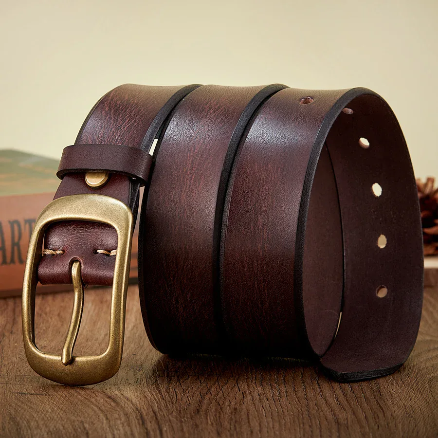 Forge 38 Men’s Leather Belt with Brass Buckle Men’s full-grain leather belt featuring an antique brass buckle. Perfect for casual and formal wear.