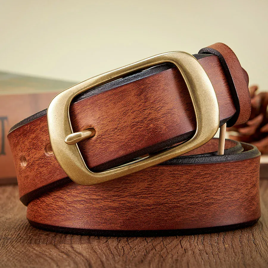 Leather belt with antique brass buckle for men – Forge 38 Men's full-grain leather belt with antique brass buckle, stylish and durable accessory. Perfect for.