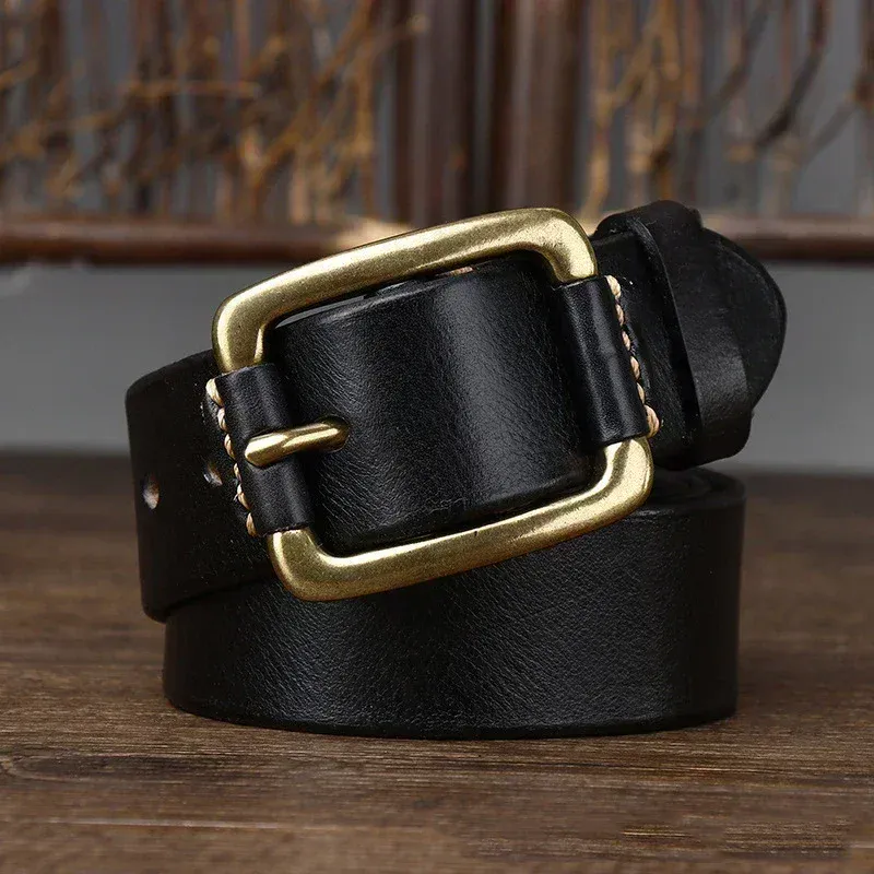 Heritage 38 Leather Belt with Brass Buckle Leather belt with solid brass buckle for a classic look.