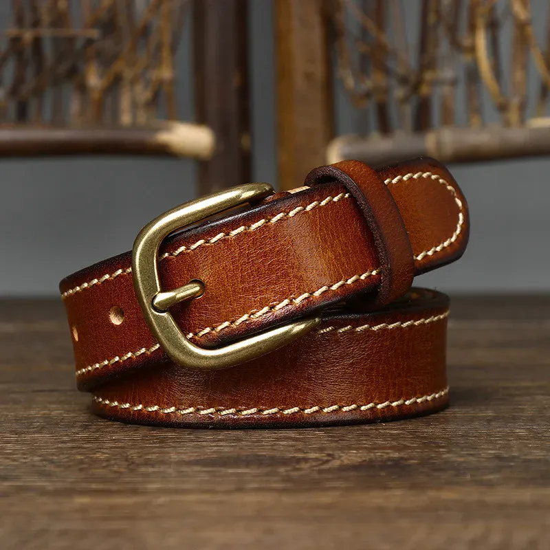 Leather Belt for Men – The HoldForm “Petite Heritage” 28 Leather belt with brass buckle, handcrafted for durability and style.