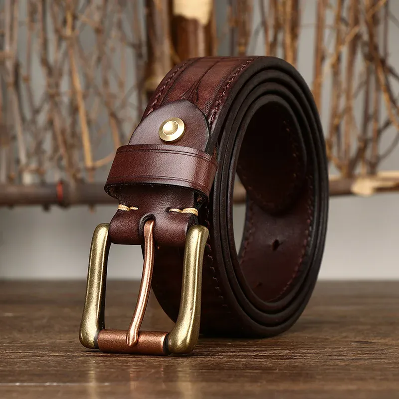Western Forge Leather Belt with Brass Buckle Leather belt with brass buckle for men and women.